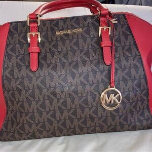 Michael Kors Red and Brown Satchel